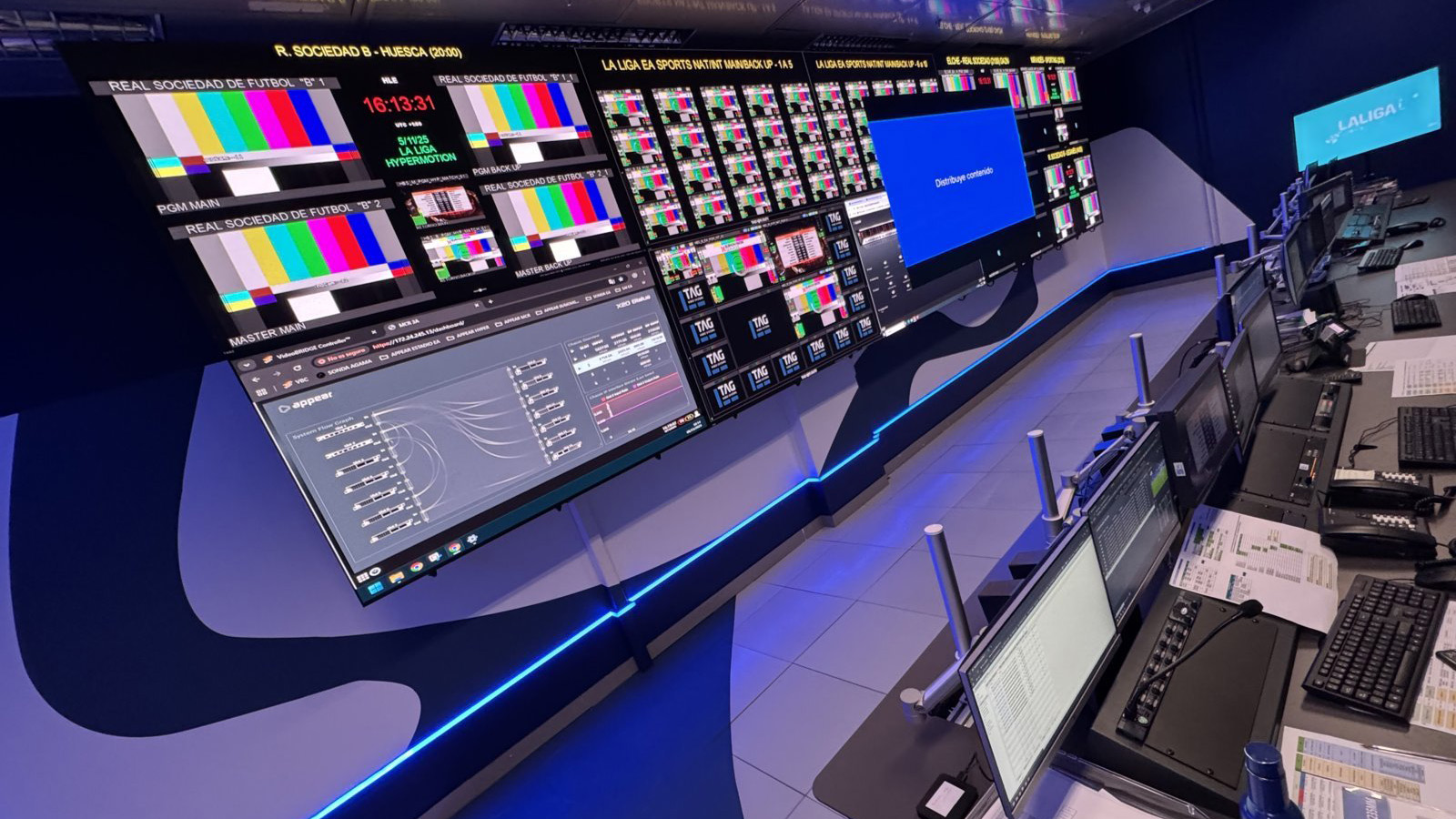 A new massive video wall in a monitoring station.
