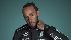 A shot of Lewis Hamilton wearing an IWC watch