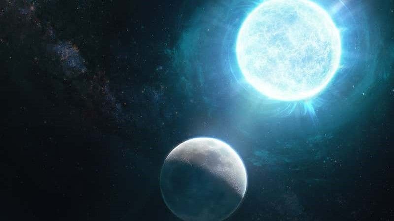 The white dwarf, placed next to the moon in this artist&#039;s depiction, is only slightly larger than the moon.