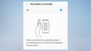 An image showing how to use the palm swipe feature on Samsung phones