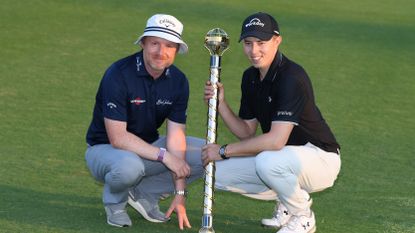 Matt Fitzpatrick and Phil Kenyon after winning the 2020 DP World Tour Championship