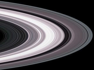 A simulated image based on some of the first data Cassini gathered after its arrival at Saturn in 2004.