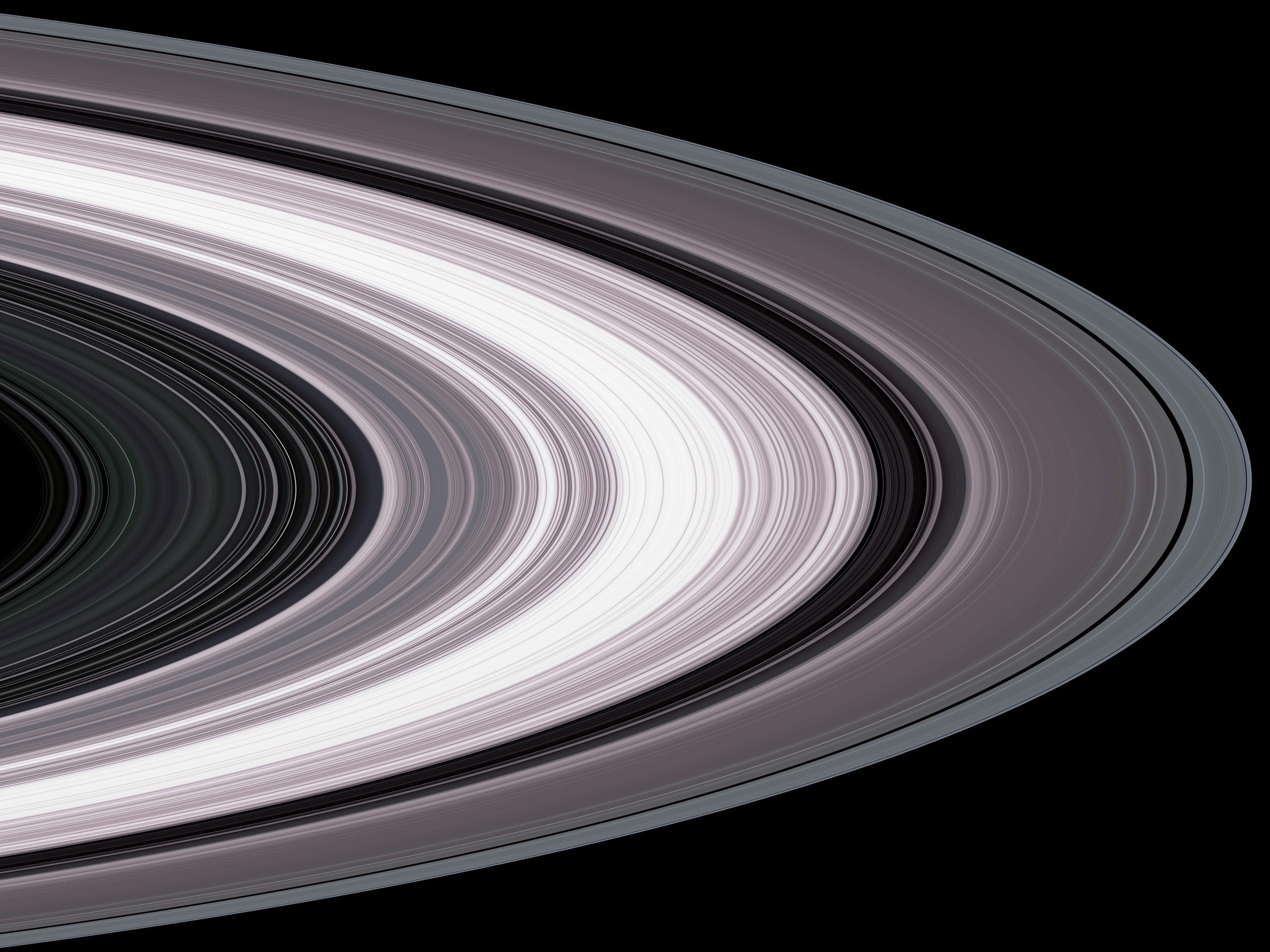 Saturn's rings and moons, Cassini image - Stock Image - C010/4065 - Science  Photo Library