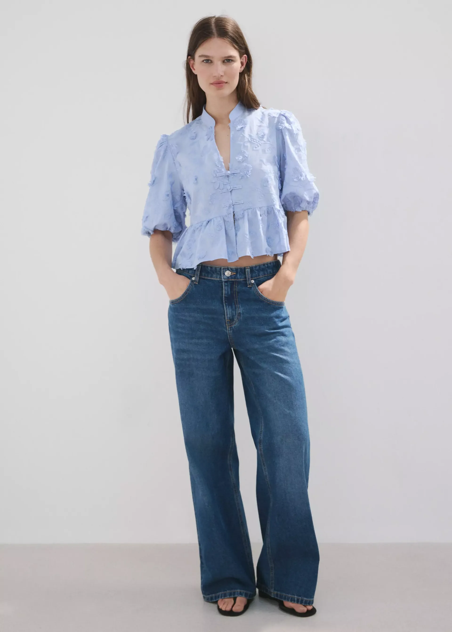 Embroidered Puff-Sleeve Blouse - Women | Mango United Kingdom