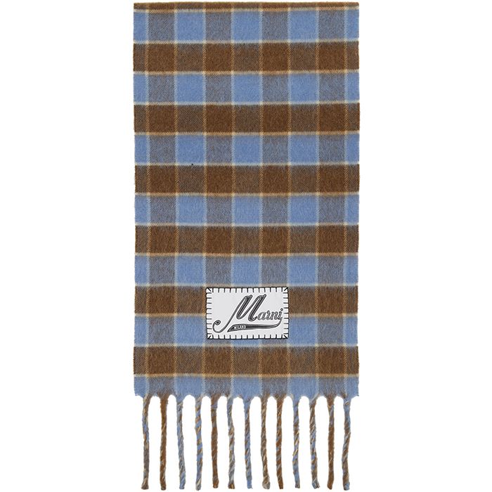 Marni, Double Check Logo Wool Mohair Scarf