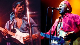 LEFT: Jimi Hendrix (1942 - 1970) performing at Madison Square Garden, New York City, 18th May 1969. RIGHT: UNITED KINGDOM - SEPTEMBER 12: MARQUEE Photo of Jimmy CLIFF