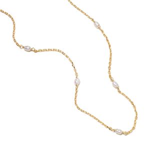 Seed Pearl Chain Necklace 18ct Gold Plate