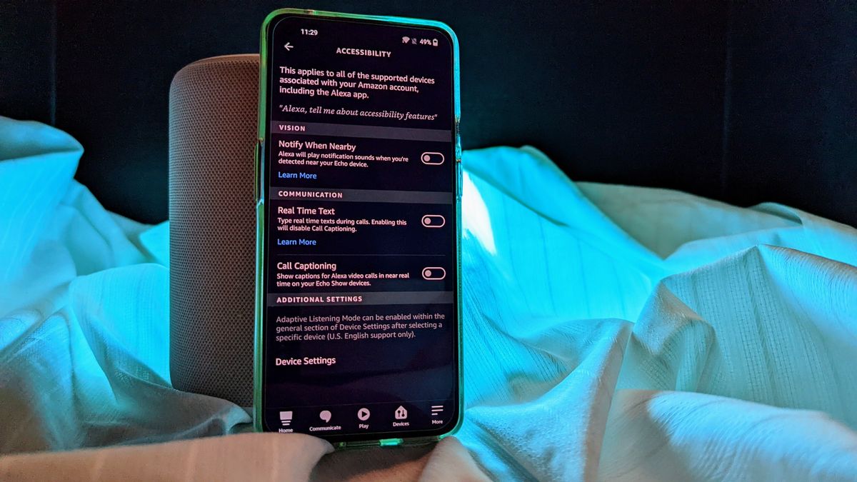 Amazon Alexa accessibility settings
