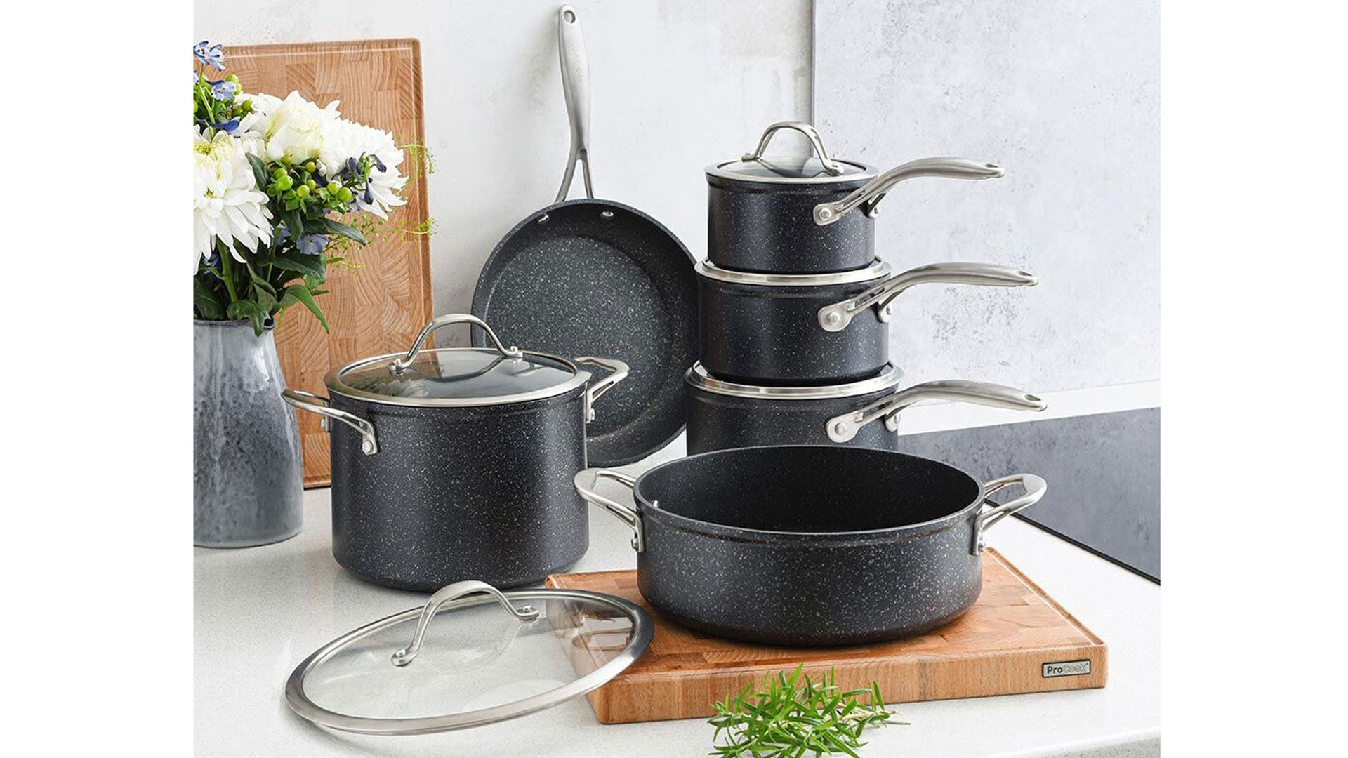 ProCook Professional Granite Saucepan Set 6-Piece—one of w&h's best induction pan choices
