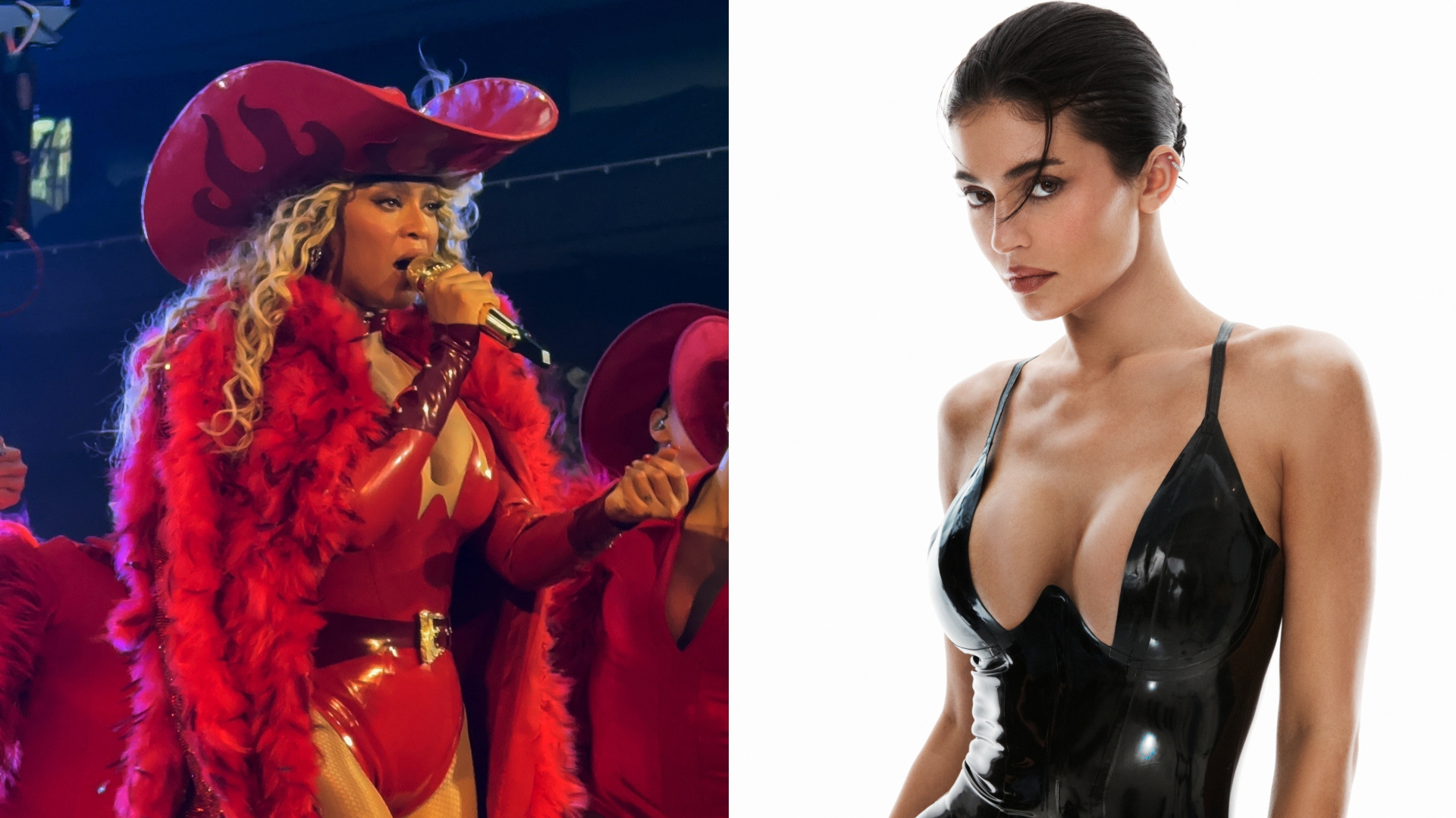 Beyoncé styles a red latex Poster girl look on the 'cowboy carter' tour in London