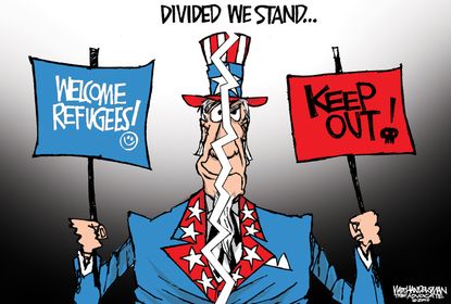 Political cartoon U.S. refugees world terrorism
