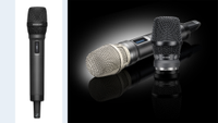 Sennheiser is expected to ship its new Spectera SKM handheld wireless mic (left) in mid-September; Neumann will unveil two new capsule heads, the KK 104 A (cardioid) and KK 105 A (supercardioid) (right) at IBC 2026.