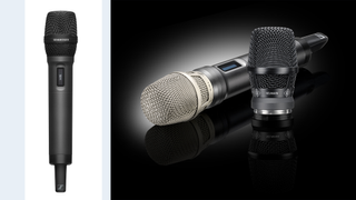 Sennheiser is expected to ship its new Spectera SKM handheld wireless mic (left) in mid-September; Neumann will unveil two new capsule heads, the KK 104 A (cardioid) and KK 105 A (supercardioid) (right) at IBC 2026.