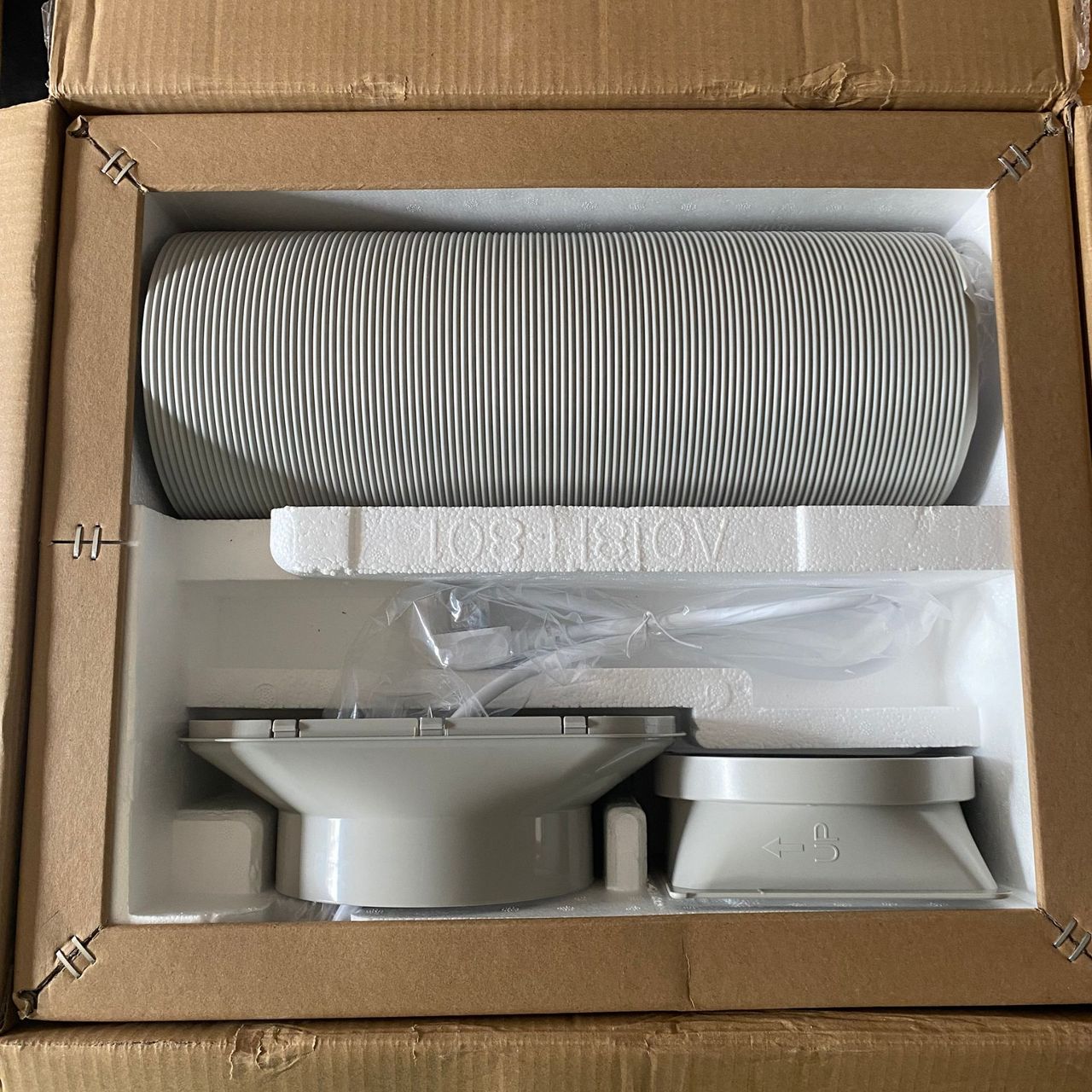 Meaco Cirro portable air conditioner accessories in an open box