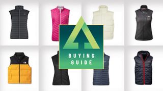 Collage of eight of the best women's gilets on white background