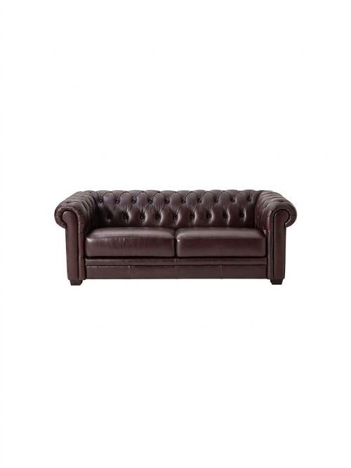 Chesterfield Leather 3 Seater Sofa in Chocolate