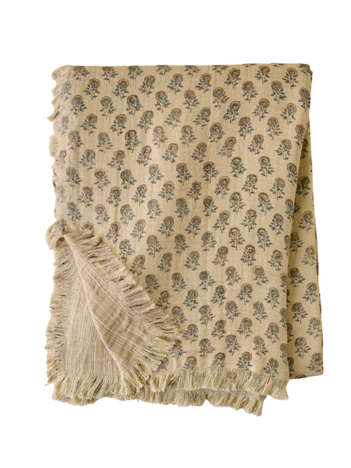 Floral Block Print Reversible Throw