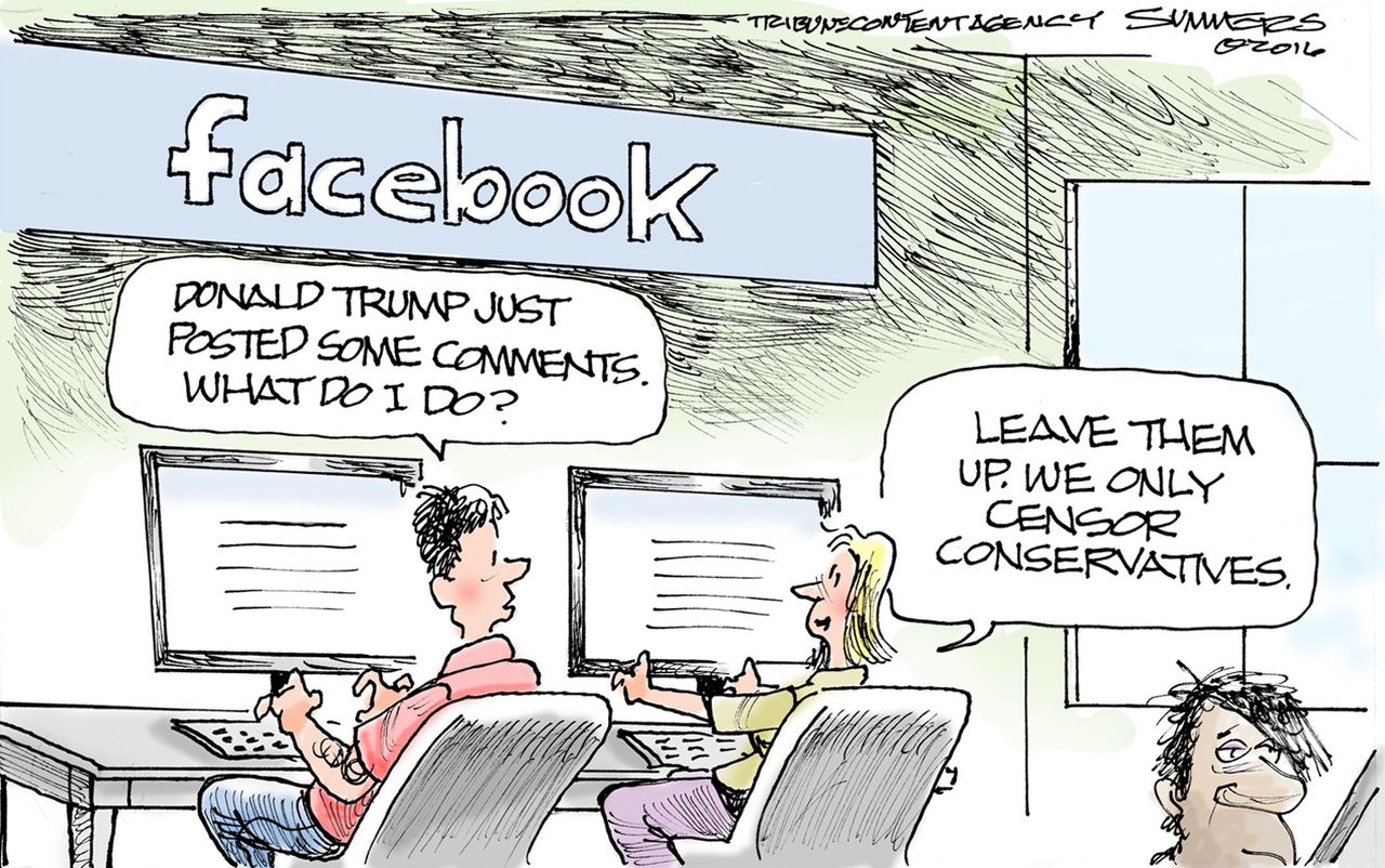 Editorial Cartoon U.S. Facebook Censorship