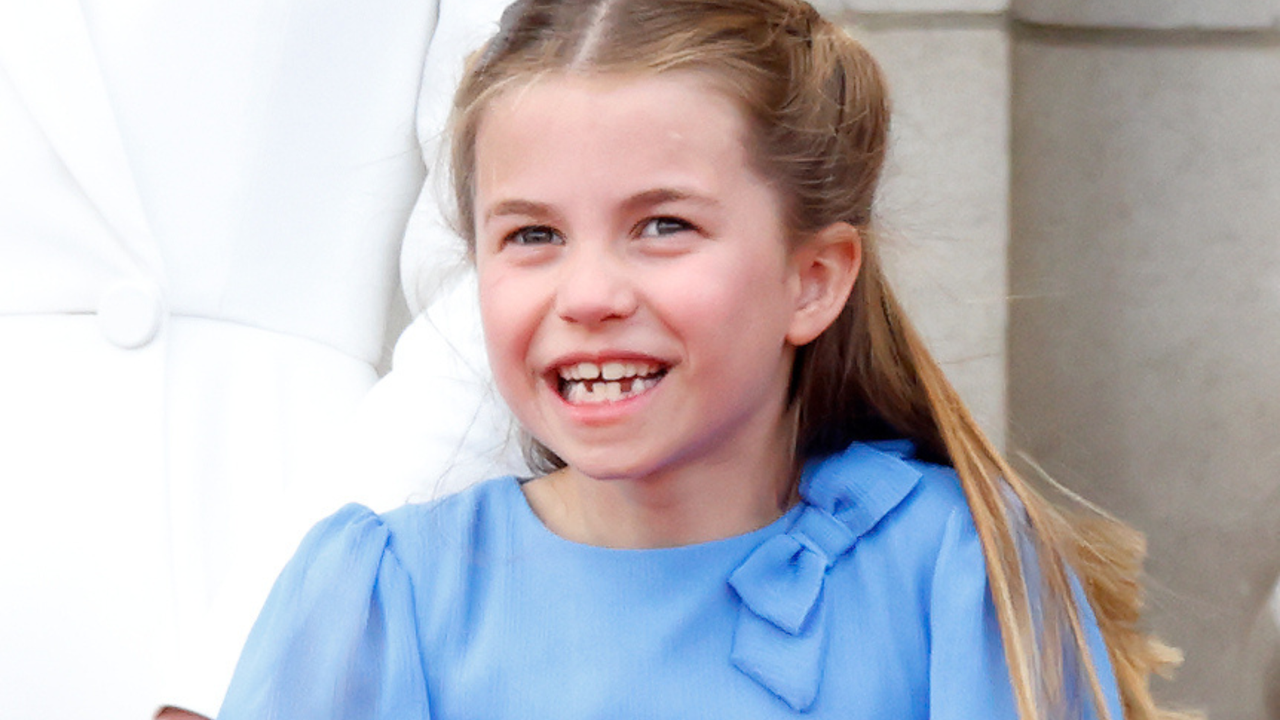 Princess Charlotte of Cambridge watches a flypast from the balcony of Buckingham Palace during Trooping the Colour on June 2, 2022 in London, England. Trooping The Colour