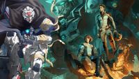 Screens and art for an anime mech game