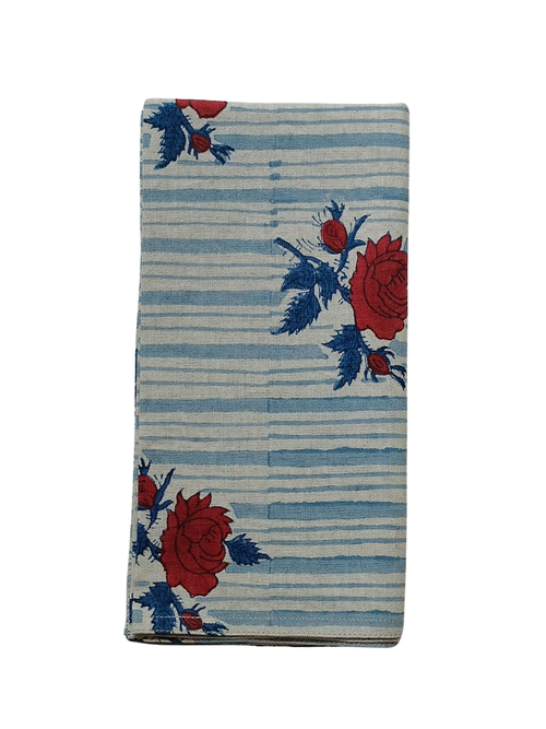 Supriya Block-Printed Linen Table Napkins, Set of 4
