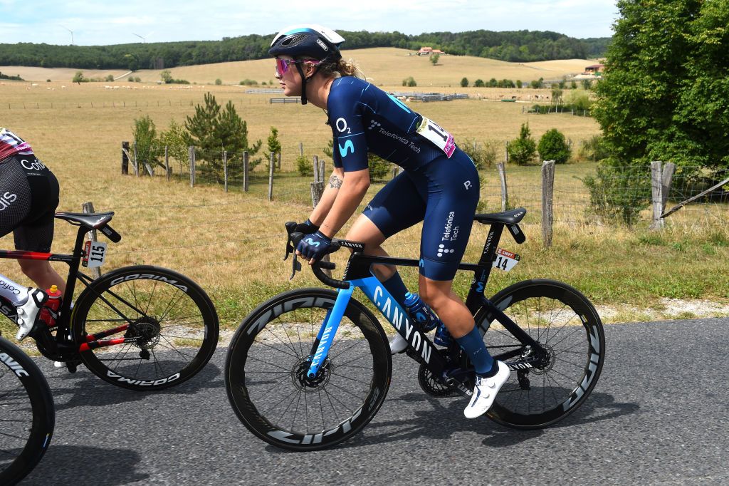 SAINTDIDESVOSGES FRANCE JULY 28 Emma Norsgaard Jorgensen of Denmark and Movistar Team competes during the 1st Tour de France Femmes 2022 Stage 5 a 1756km stage from BarleDuc to SaintDidesVosges TDFF UCIWWT on July 28 2022 in SaintDidesVosges France Photo by Dario BelingheriGetty Images