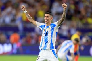 MIAMI GARDENS, FLORIDA - JULY 14: Angel Di Maria of Argentina celebrates following the team's victory during the CONMEBOL Copa America 2024 Final match between Argentina and Colombia at Hard Rock Stadium on July 14, 2024 in Miami Gardens, Florida. (Photo by Buda Mendes/Getty Images)