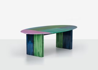 painterly elliptical dining table