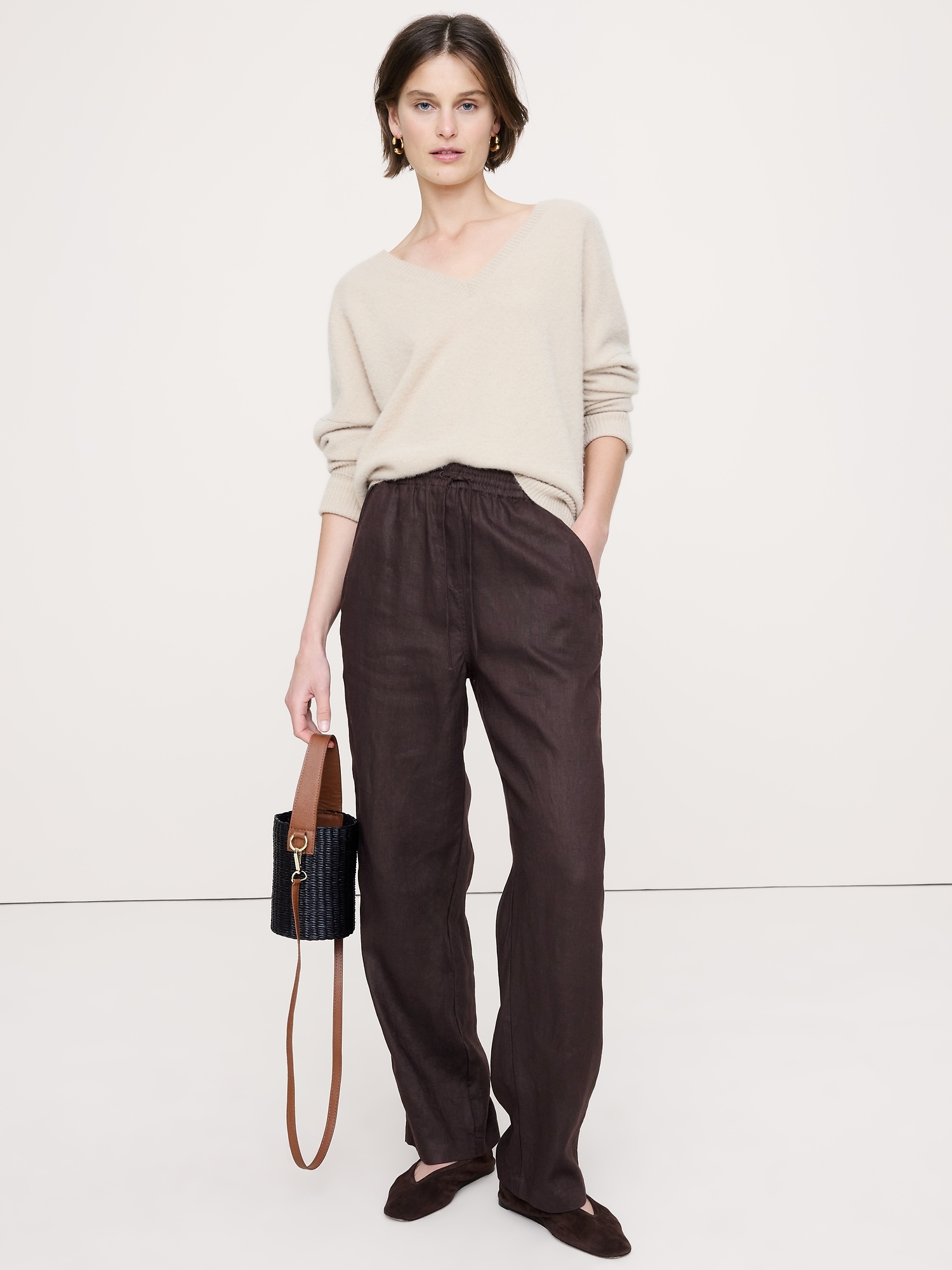 Linen Pull-On Ankle Pant