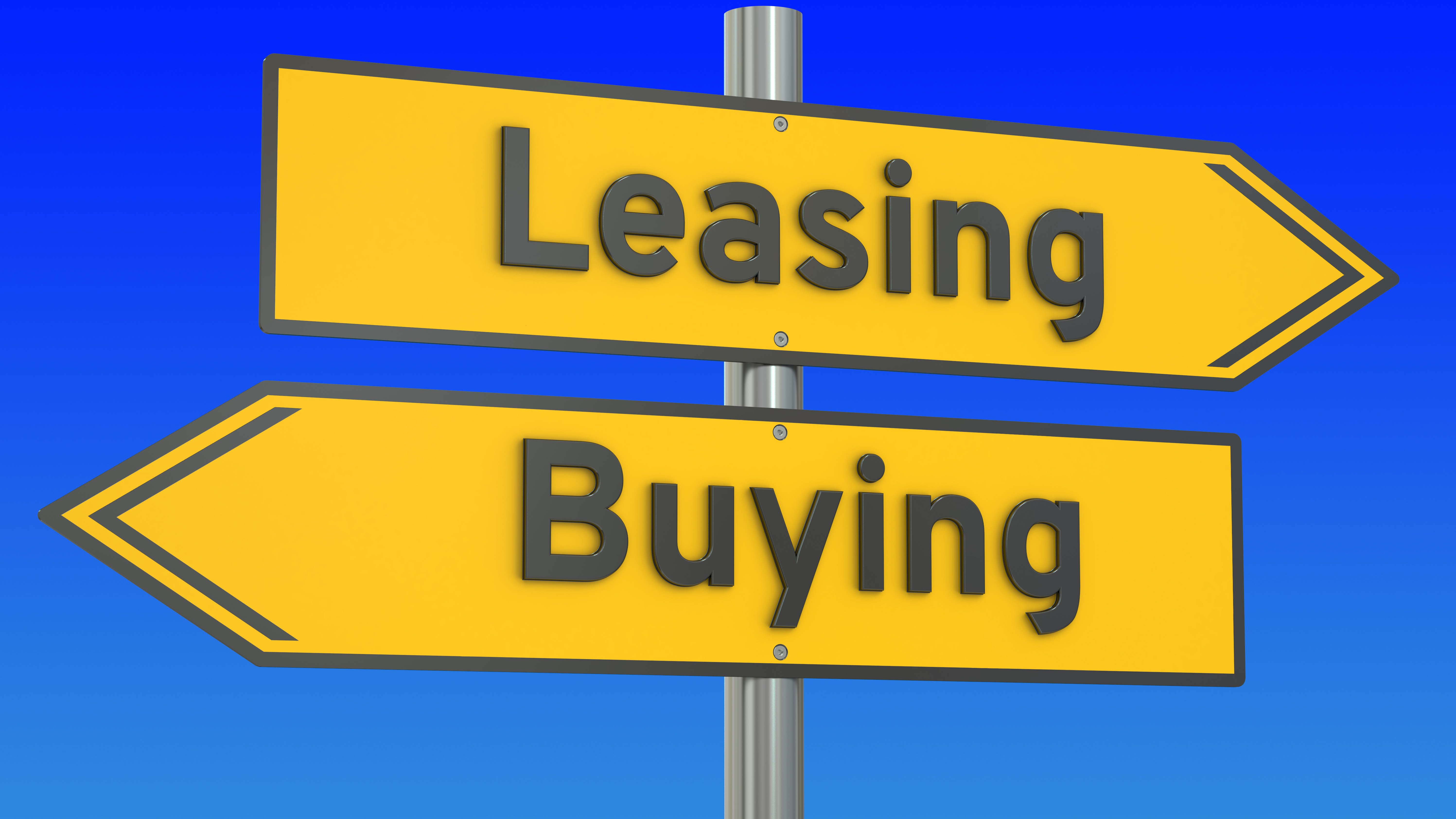A sign with buy or lease