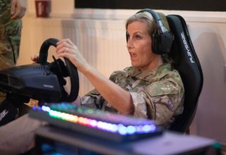 Sophie Wessex playing video games at RAF Witering