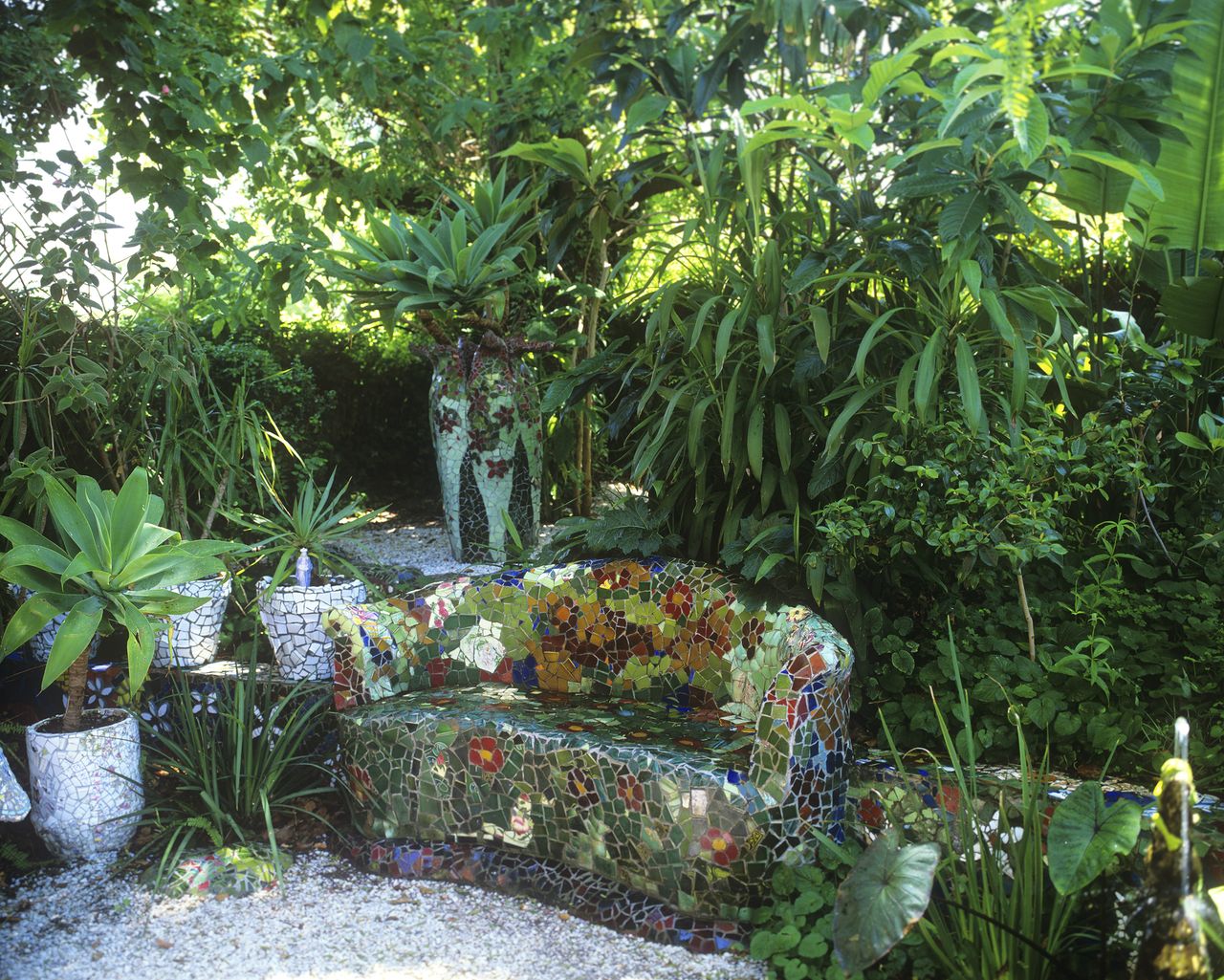 mosaic in a mediterranean garden style