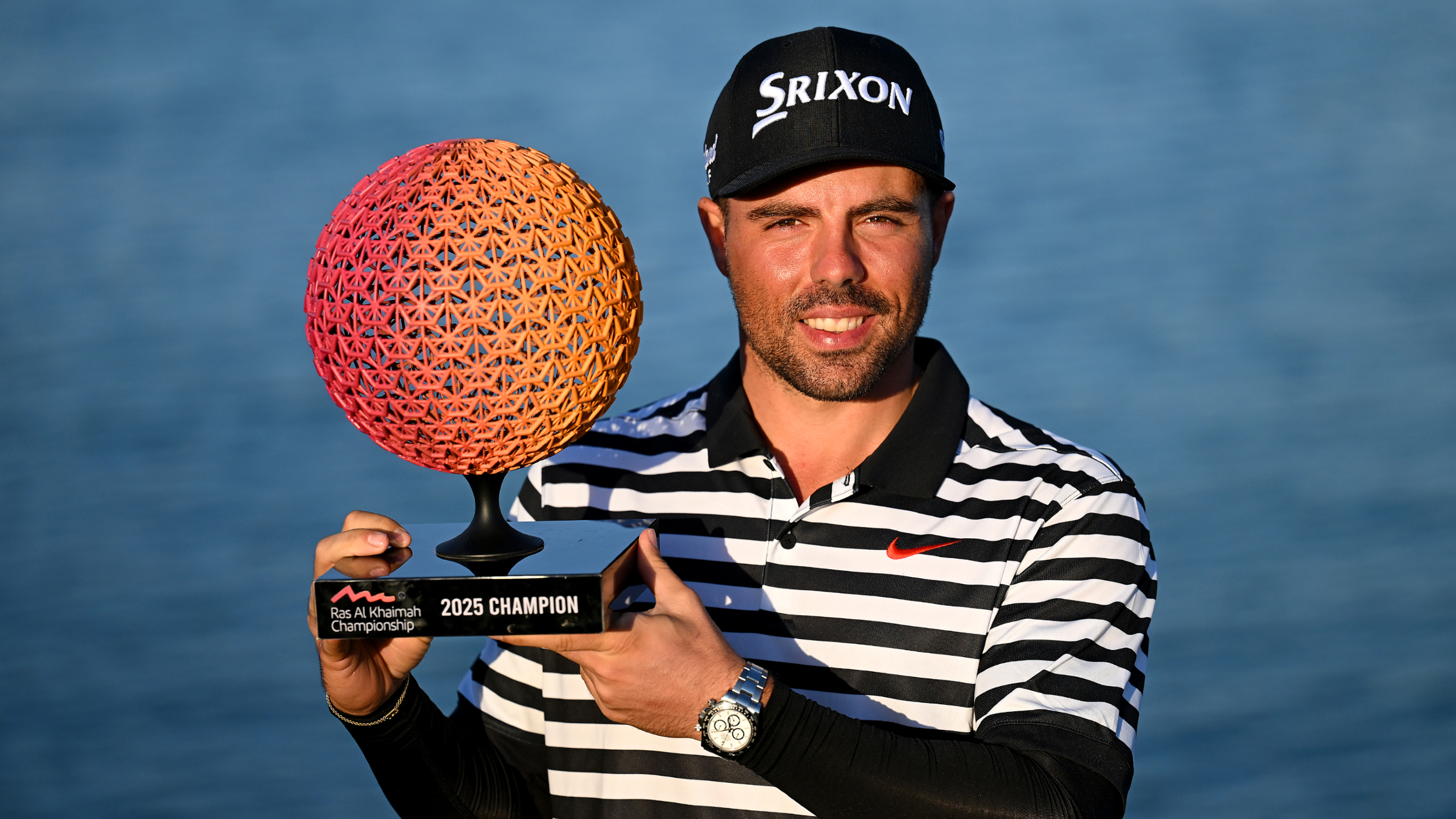 Alejandro del Rey with the Ras Al Khaimah Championship trophy