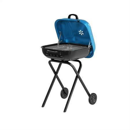 Americana Walk-A-Bout Portable Charcoal Grill, 100% Pre-Assembled Steel, Blue