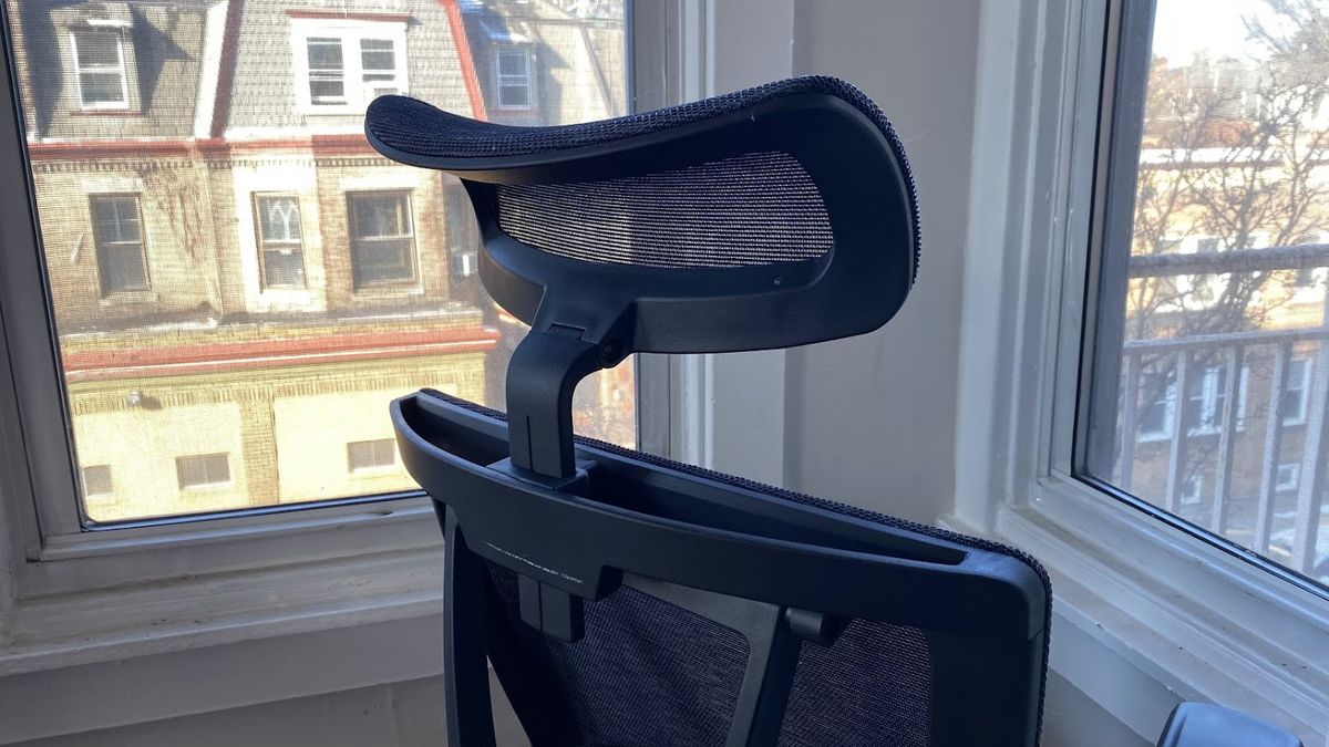 The headrest on an office chair