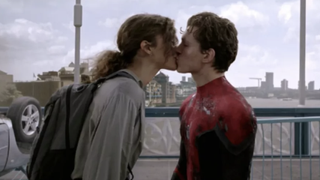 Zendaya and Tom Holland kissing in Spider-Man: Far From Home