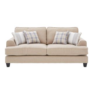 three seater fabric sofa with cushion and white background