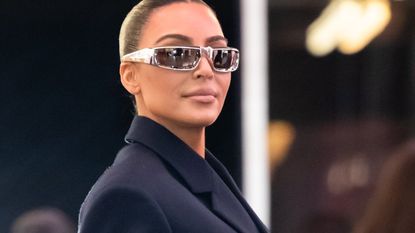 Kim Kardashian is seen during the Milan Fashion Week Fall/Winter 2022/2023 on February 24, 2022 in Milan, Italy