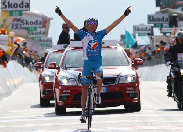 Swiss racer Johann Tschopp (Bbox Bouygues Telecom) wins stage 20 at the Giro D'Italia