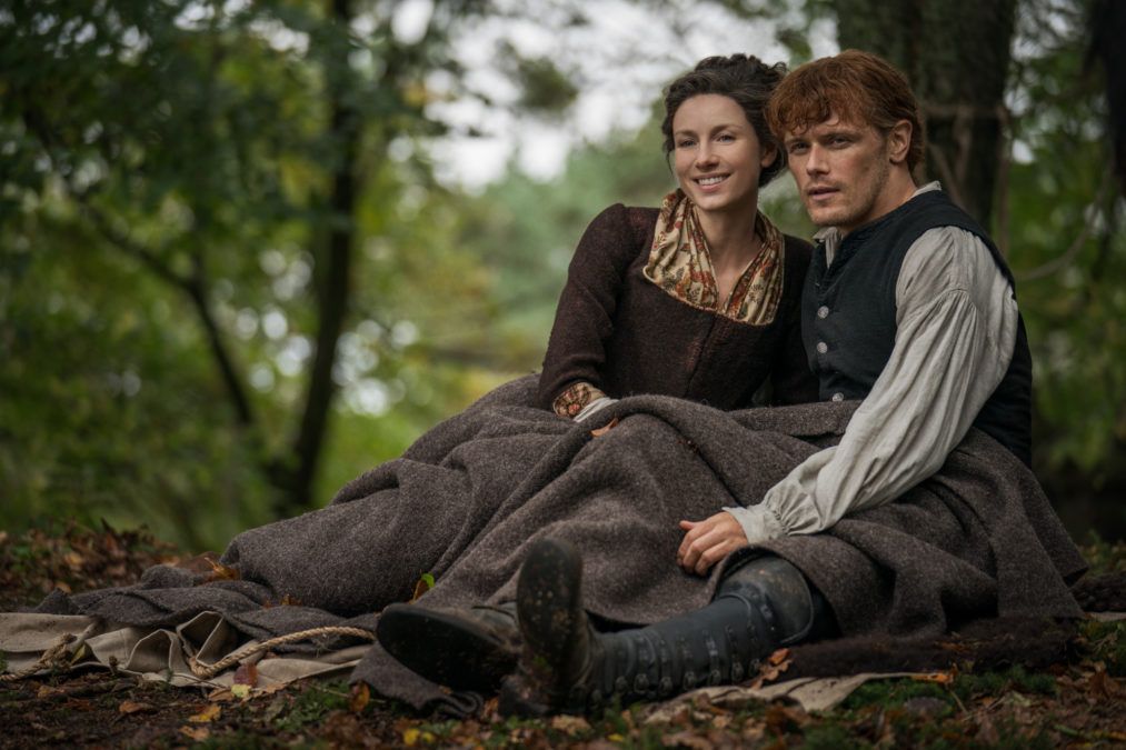 Jamie (Sam Heughan) and Claire Fraser (Caitriona Balfe) in &#039;Outlander.&#039;