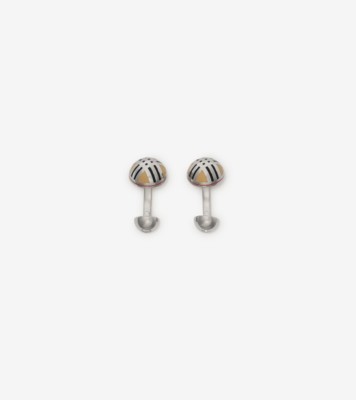 Enamel Check Cufflinks in Silver - Men | Burberry&reg; Official