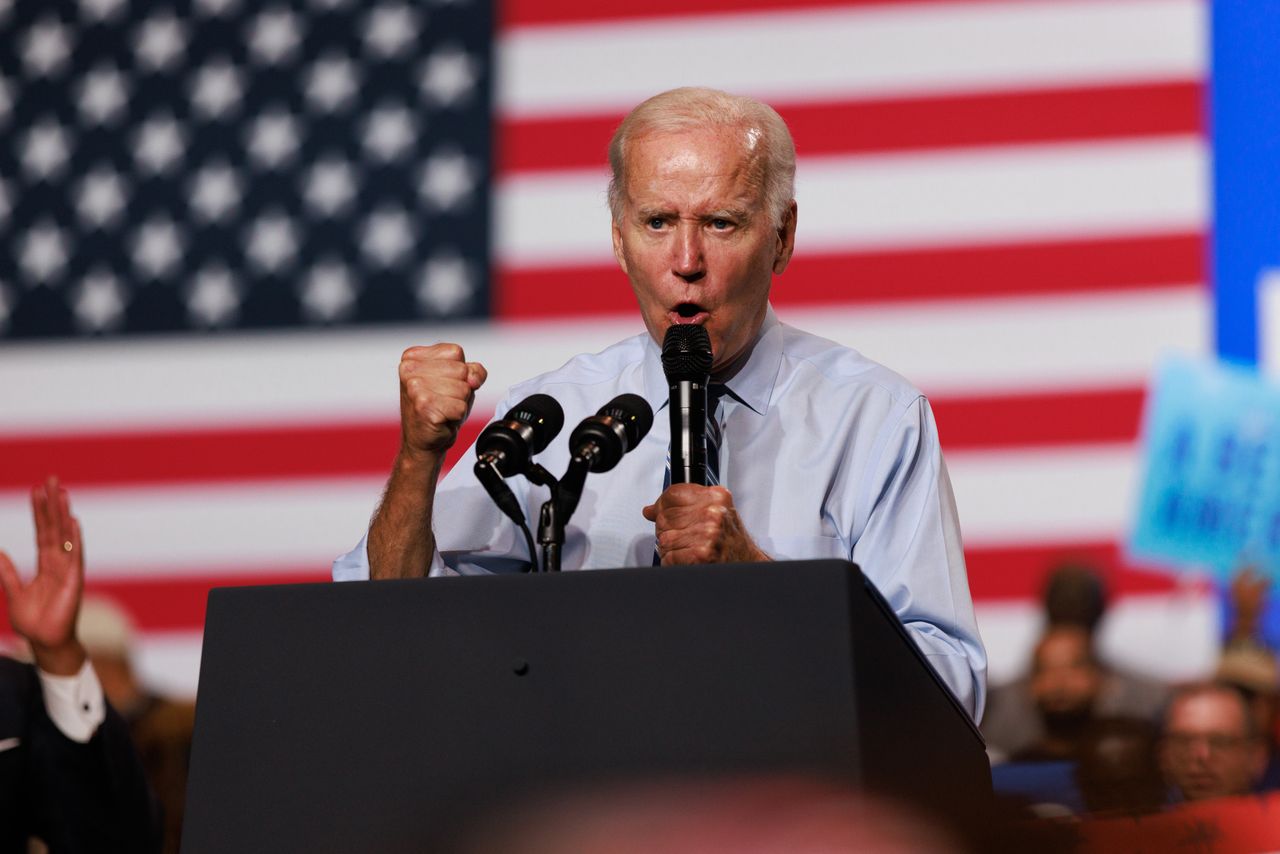 US President Joe Biden giving a speech