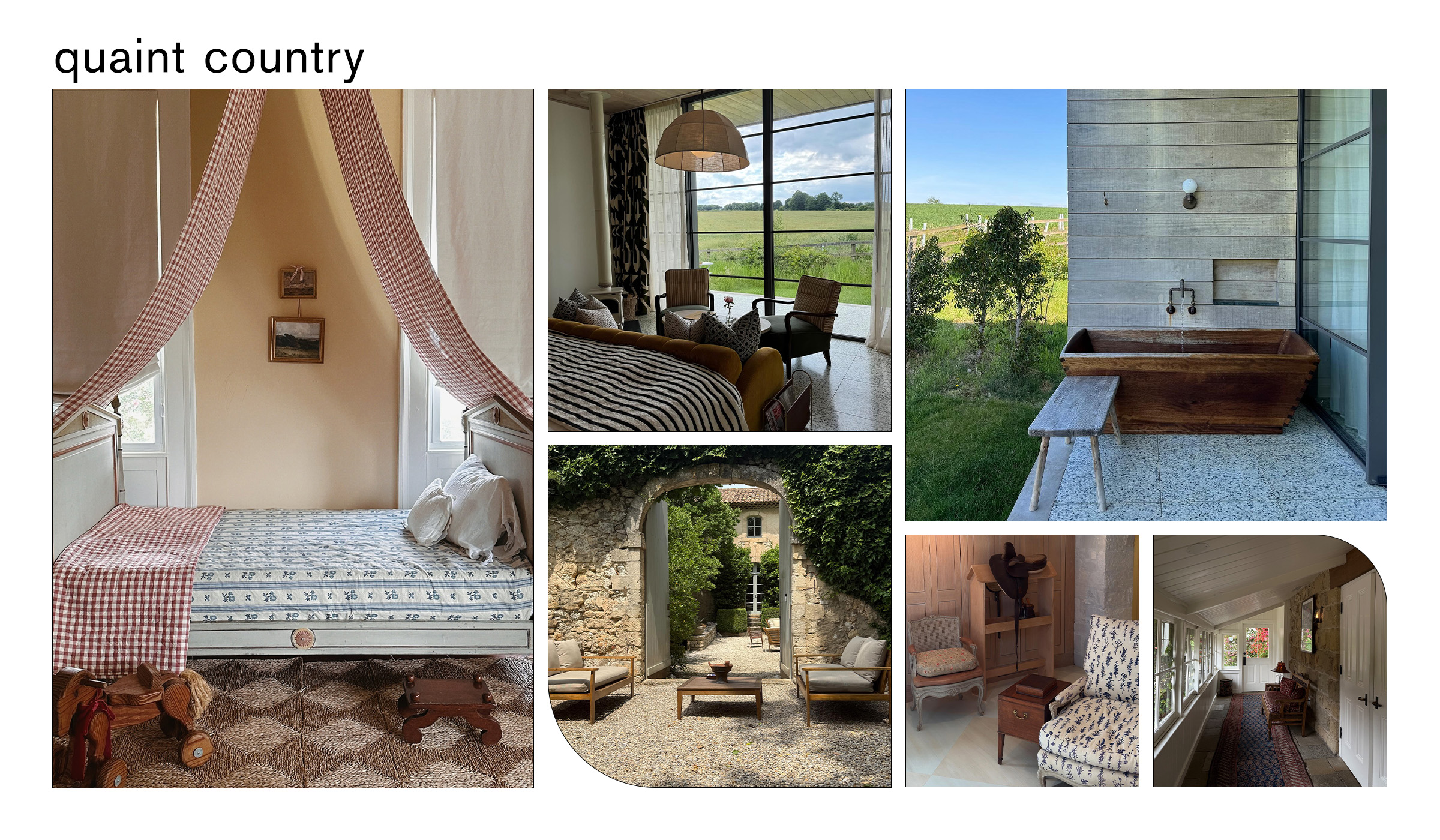 A collage of the quaint country design trend.