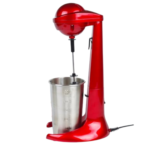Artech Retro Milkshake Maker Red – Powerful 100w Milk Frother, Protein Shake Mixer, Milk Shakes, Omelettes Mix, Cocktails & Frappes Blends, 500ml Stainless Steel Cup, 2 Speed Settings Recipes Included