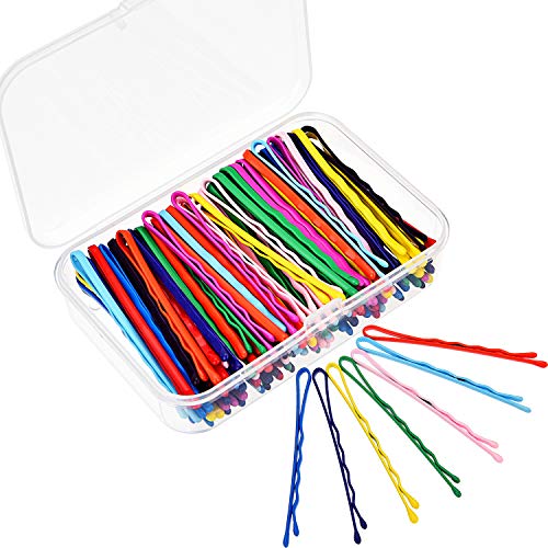 Bememo 100 Pieces Colorful Bobby Pin Hair Styling Clips With 1 Storage Box for Women, Colored Bobby Pins for Hair, 10 Colors