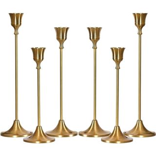 Brass Gold Candlestick Holders Set of 6