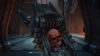 screenshot from the trailer of doom's new skull chewing gun