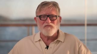 Gabe Newell in a white shirt