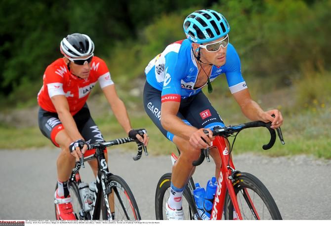 Jack Bauer (Garmin-Sharp) and Martin Elmiger (IAM Cycling)