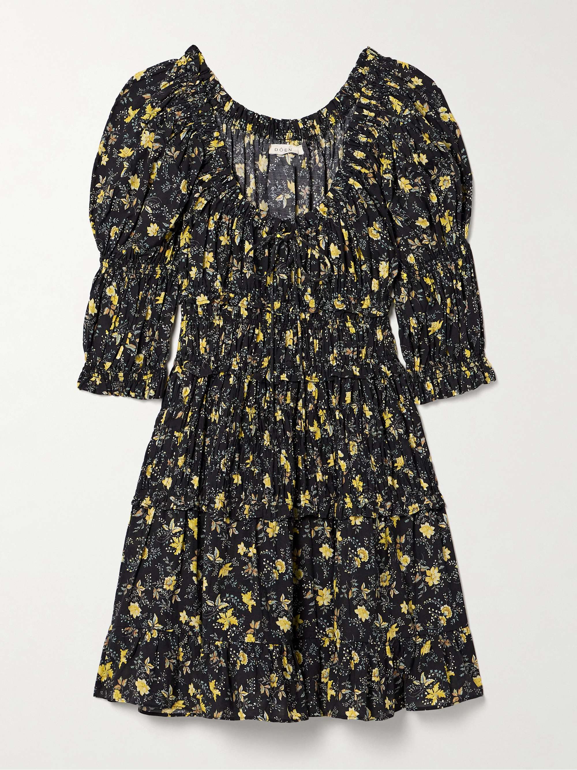 Ismene Shirred Floral-Print Organic Cotton-Blend Voile Mini Dress